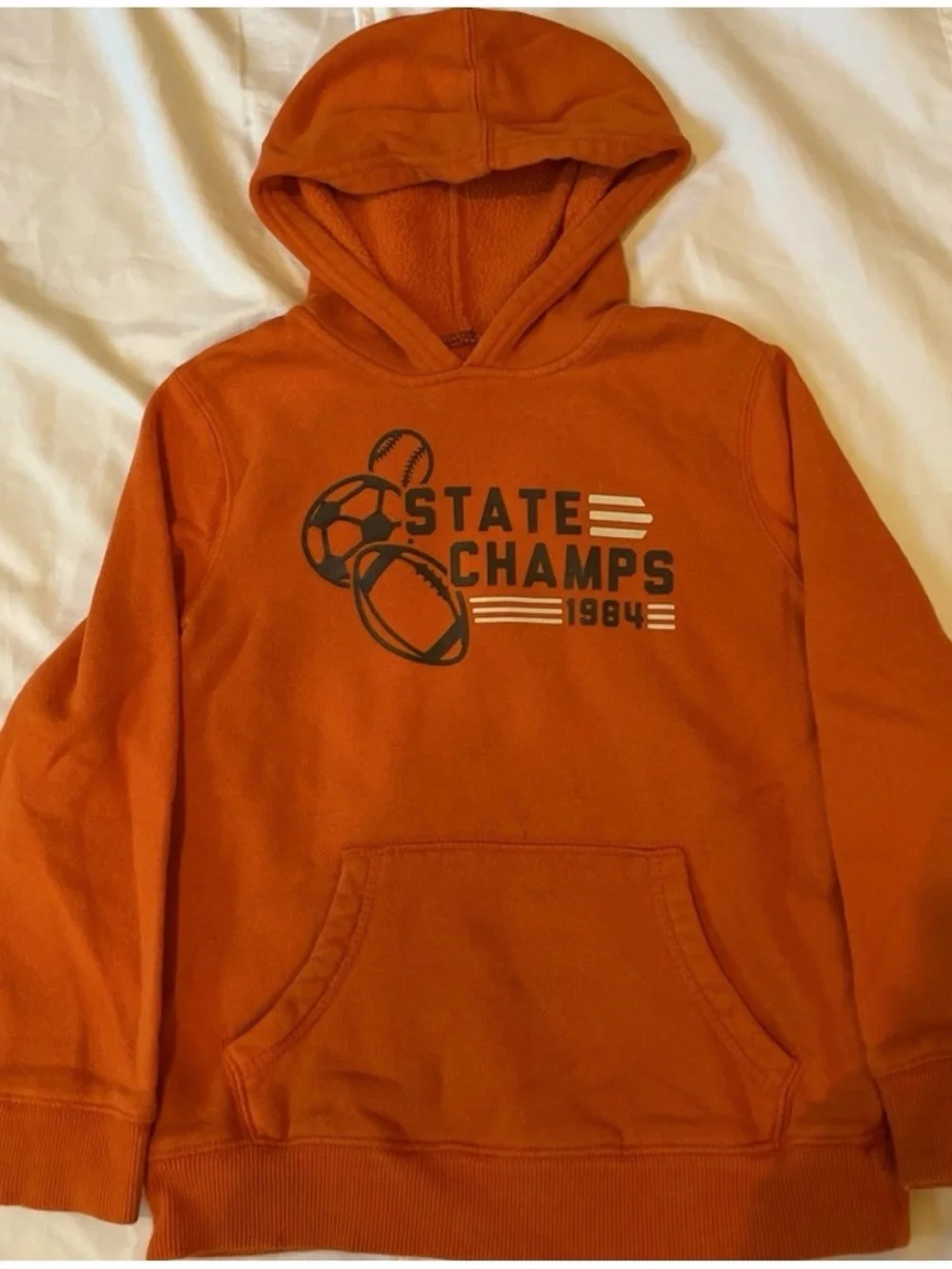 Okie Dokie Boys Hoodie Youth 7X Orange State Champs Graphic Pullover Sweatshirt